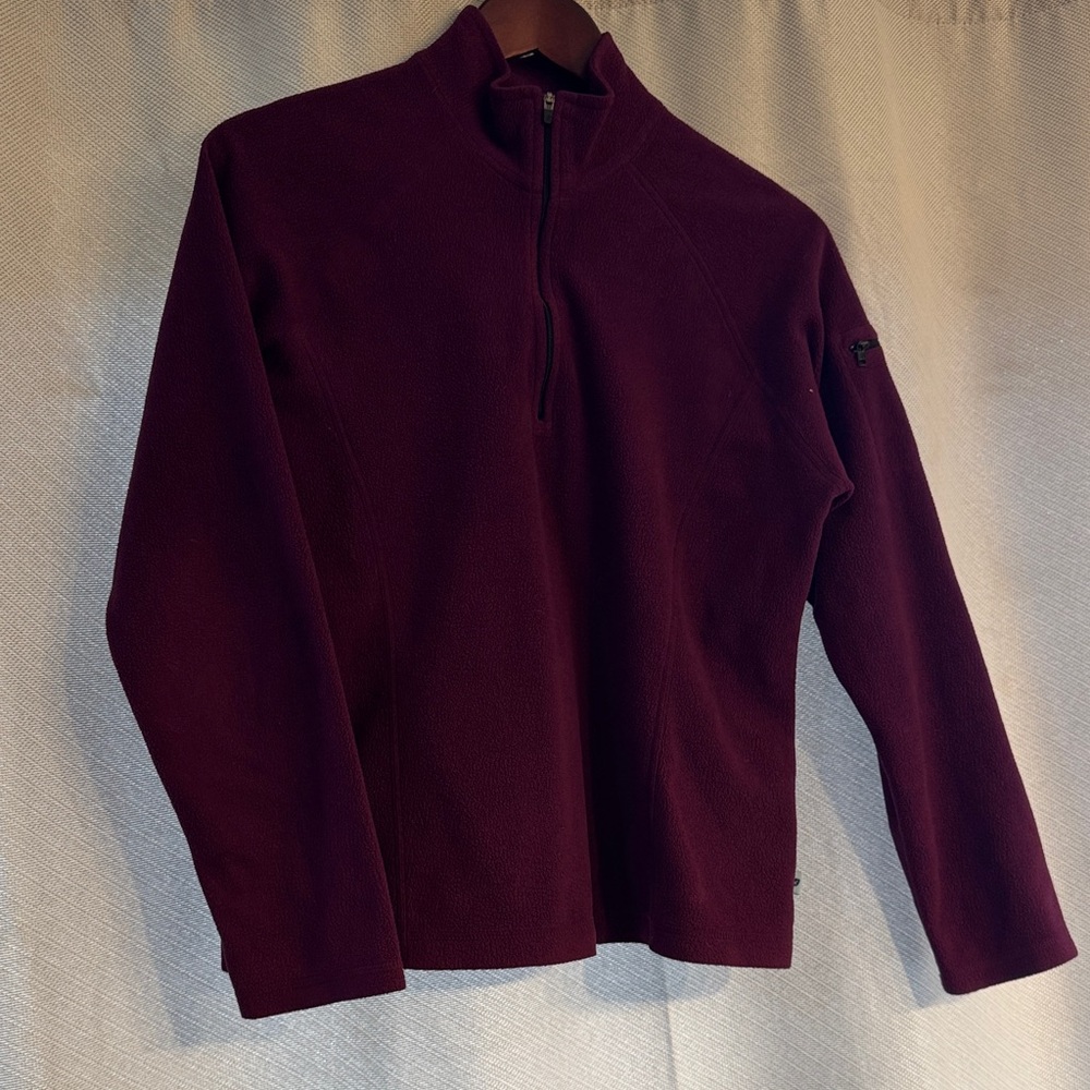 Vintage LLBean Women's Burgundy Quarter-Zip Fleece Pullover